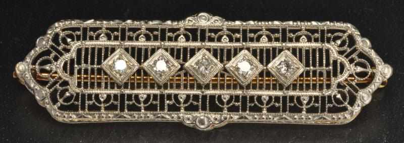 Appraisal: K Two-Tone Gold Diamond Bar Pin Description Diamonds ctw Condition