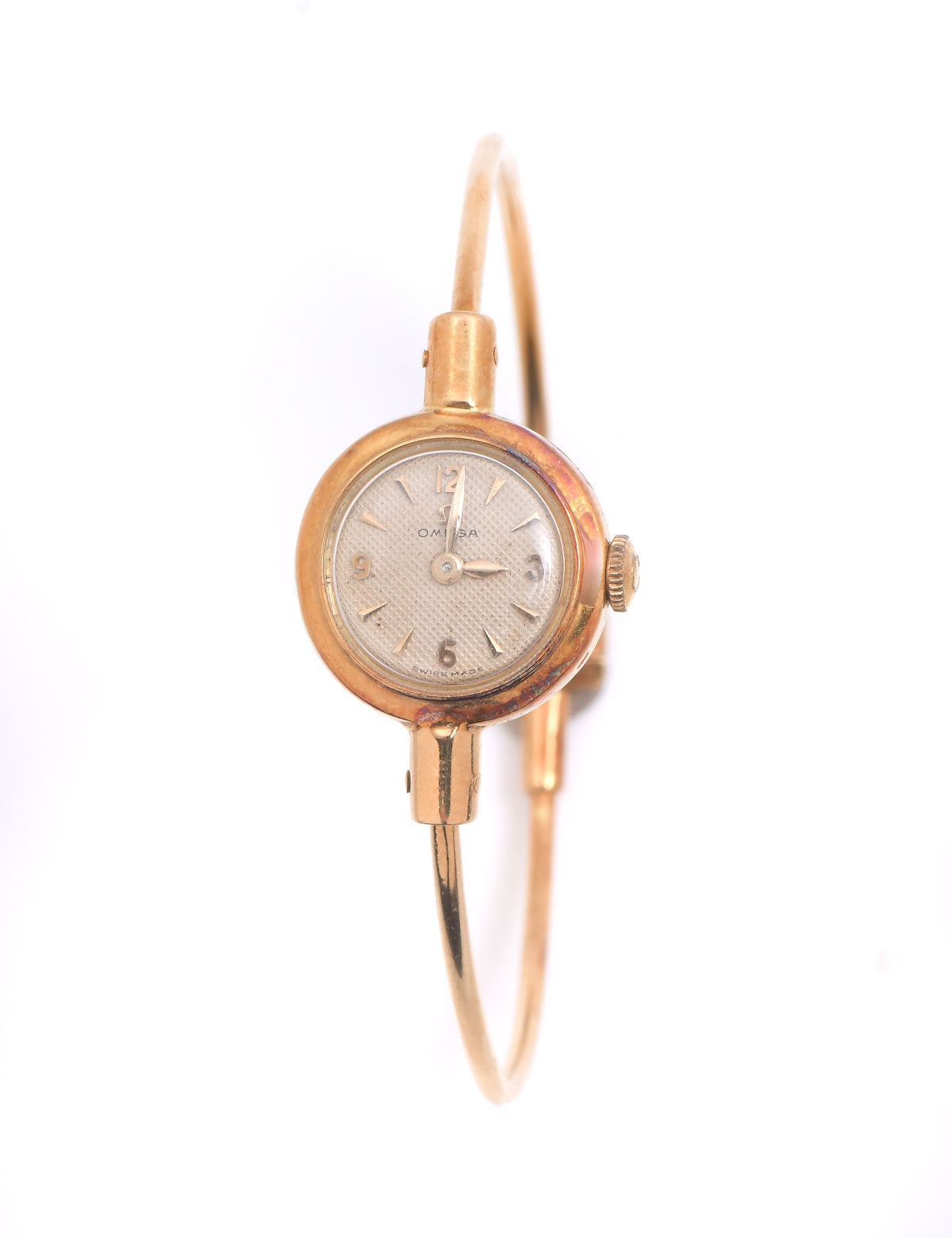 Appraisal: K OMEGA BANGLE WATCH K yellow gold lady's Omega wristwatch