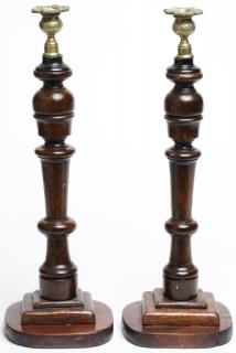 Appraisal: Pair English Walnut Baluster th century of spindle form mounted