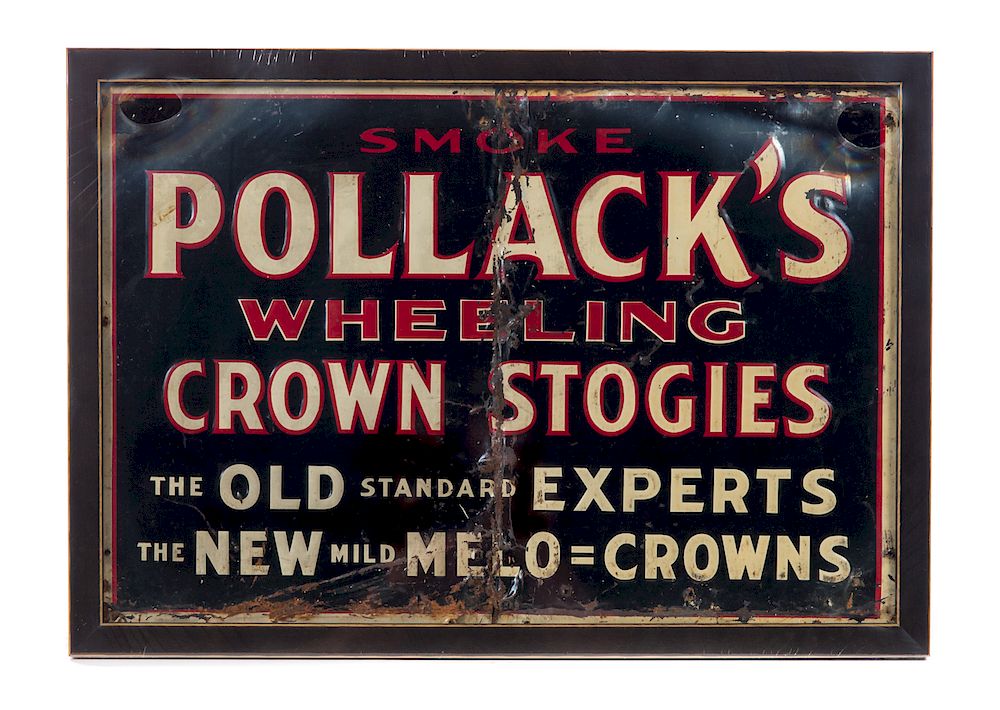 Appraisal: Smoke Pollack's Wheeling Crown Stogies Cigars Tin Sign Measures tall