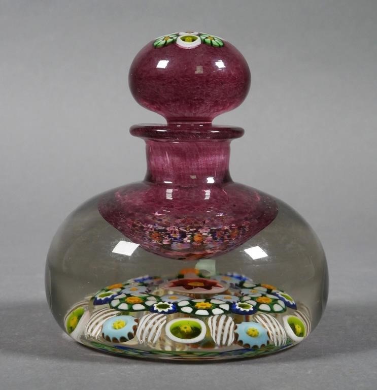 Appraisal: Large Murano style millefiori and latticino art glass perfume cologne