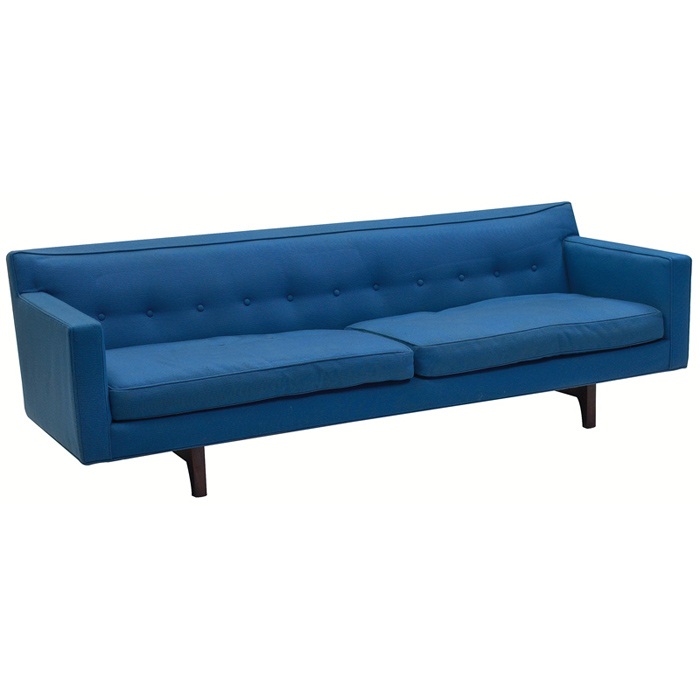 Appraisal: Edward Wormley sofa by Dunbar s original blue wool upholstery