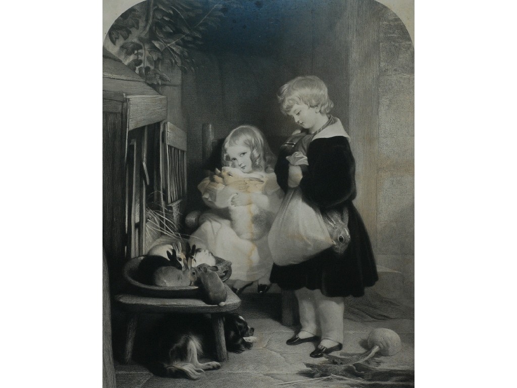 Appraisal: THOMAS LANDSEER AFTER EDWIN LANDSEER STEEL PLATE MEZZOTINT Children with