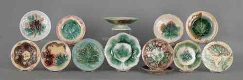 Appraisal: Fifteen majolica plates late th c together with a tazza