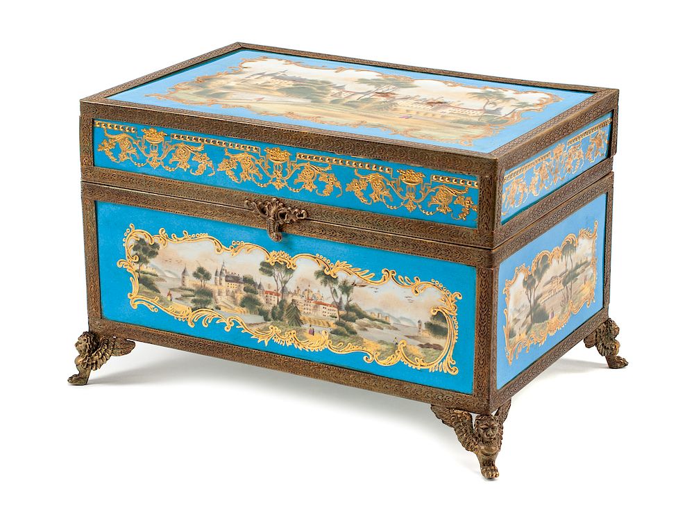 Appraisal: A S vres Style Gilt Bronze Mounted Porcelain Table Casket