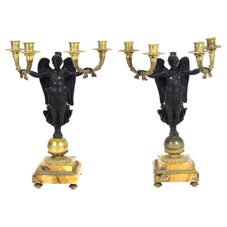 Appraisal: FRENCH EMPIRE STYLE PARCEL GILT BRONZE CANDELABRAS French Empire style