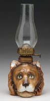 Appraisal: PORCELAIN FIGURAL LAMP H - Porcelain lion head lamp in