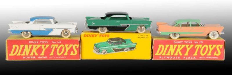 Appraisal: Lot of Dinky Toys Die-Cast Plymouth Cars in OB Description