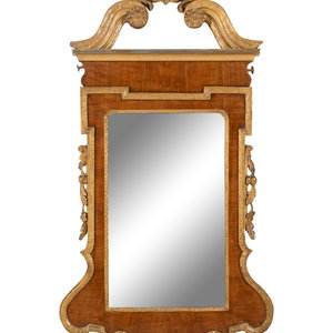 Appraisal: A George II Parcel Gilt Walnut Mirror th Century Height