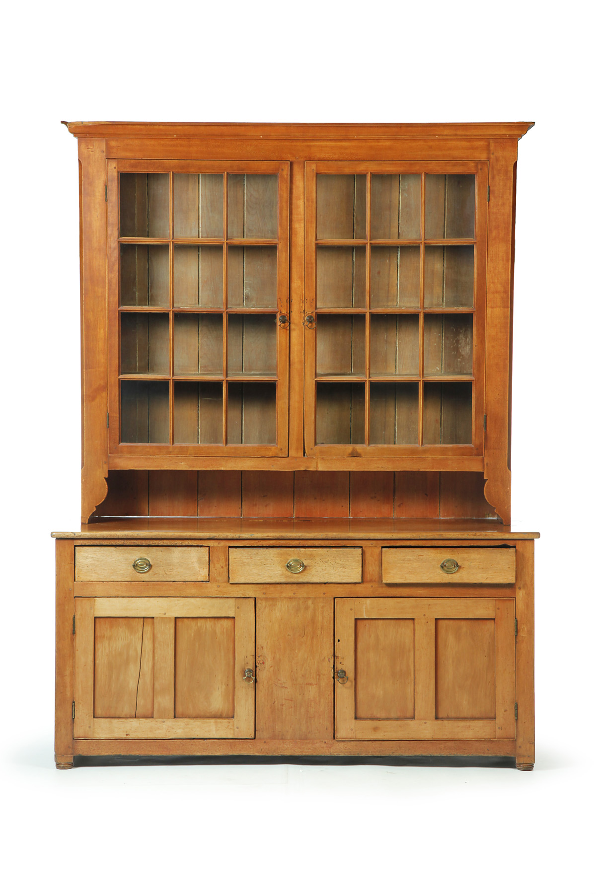 Appraisal: PENNSYLVANIA STEPBACK CUPBOARD First half- th century cherry and pine