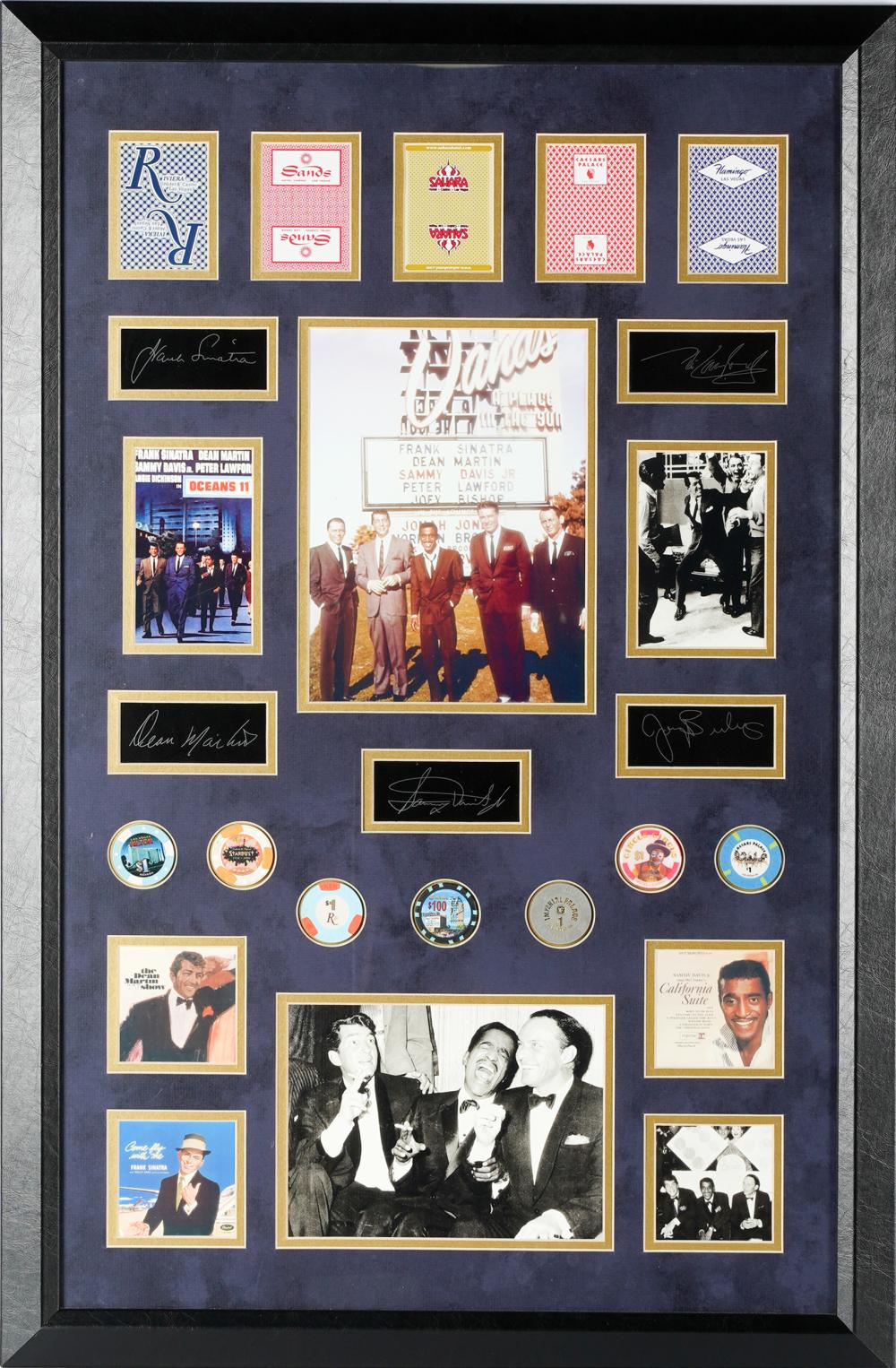 Appraisal: RAT PACK CASINO MEMORABILIA FRAMED DISPLAYcomprising seven photographic prints seven