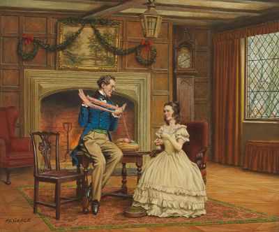 Appraisal: A L Grace British - The Dutiful Husband Oil on