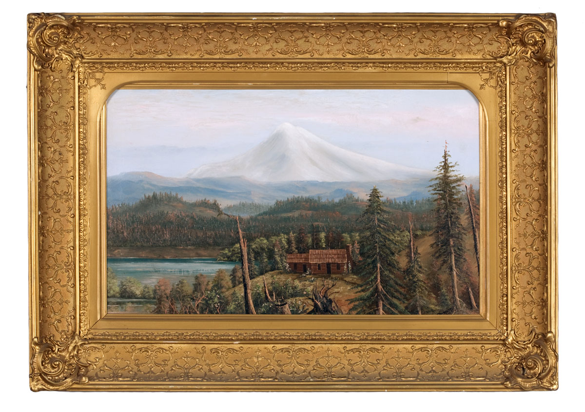 Appraisal: VIEW OF MT HOOD OREGON WITH CABIN ON TRILLIUM LAKE