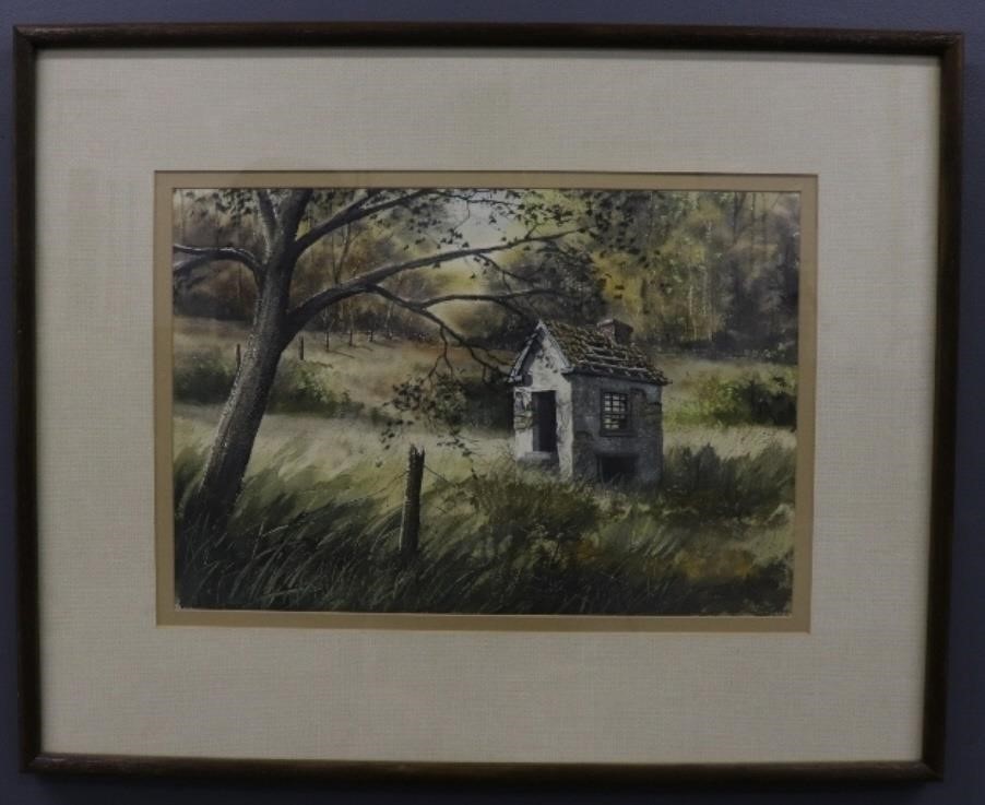 Appraisal: Large framed and matted watercolor of a PA springhouse signed