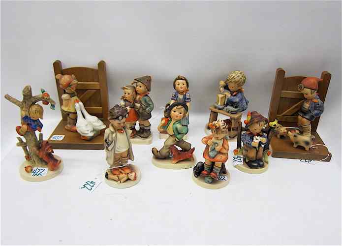 Appraisal: GERMAN HUMMEL PORCELAIN FIGURINES TM- - set of bookends ''Farm