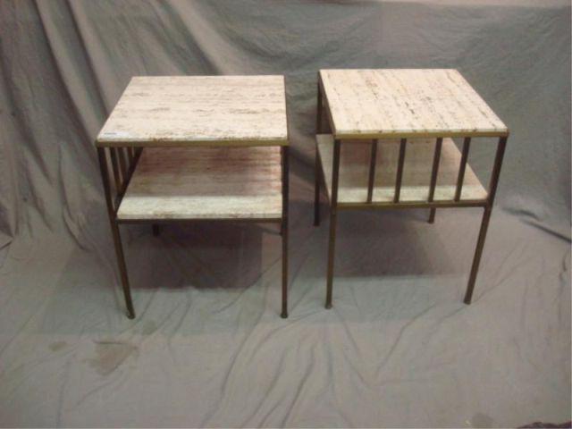 Appraisal: Pair of HARVEY PROBER Two Tier End Tables White marble