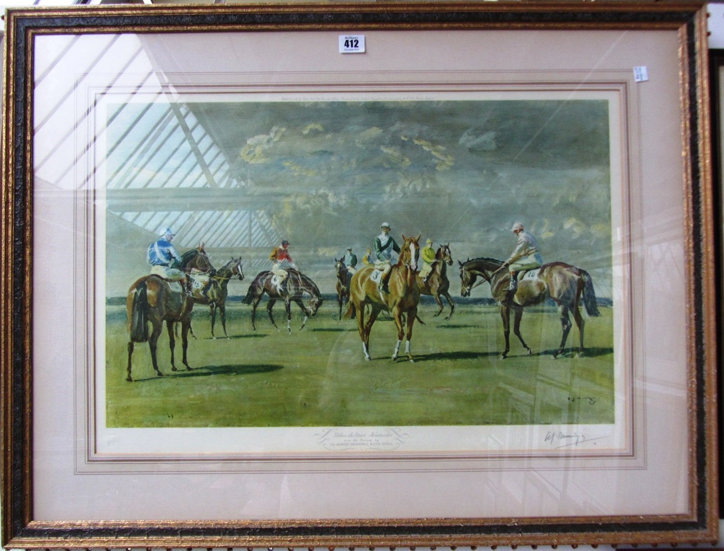 Appraisal: Sir Alfred Munnings - Before the start Newmarket colour print