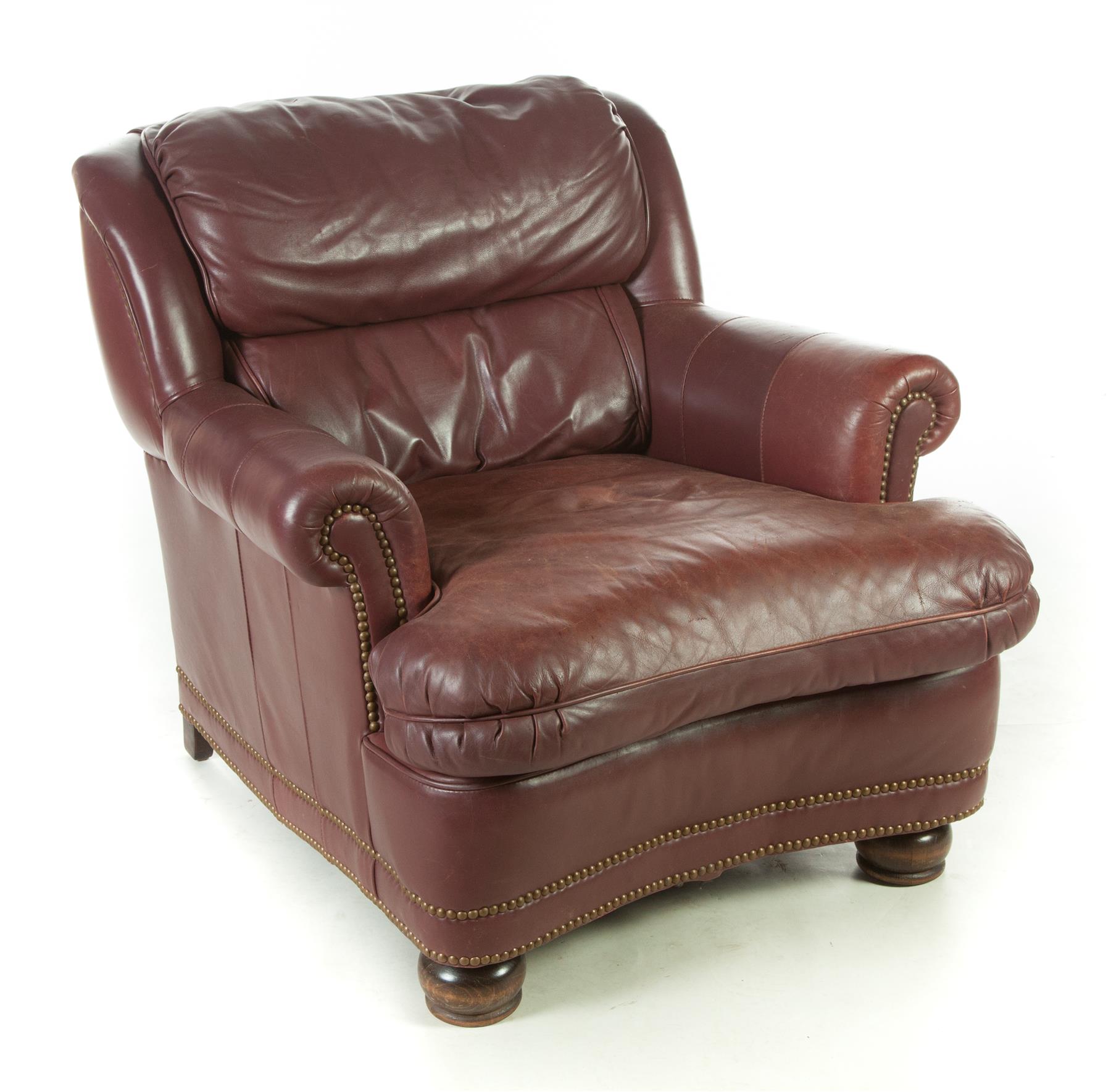 Appraisal: HANCOCK MOORE OVER-STUFFED LEATHER CHAIR Hickory North Carolina nd half-