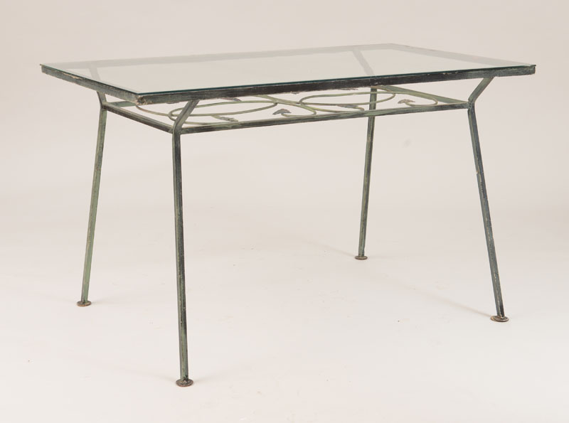 Appraisal: Wrought-Iron Table With glass top x x in Estimate -