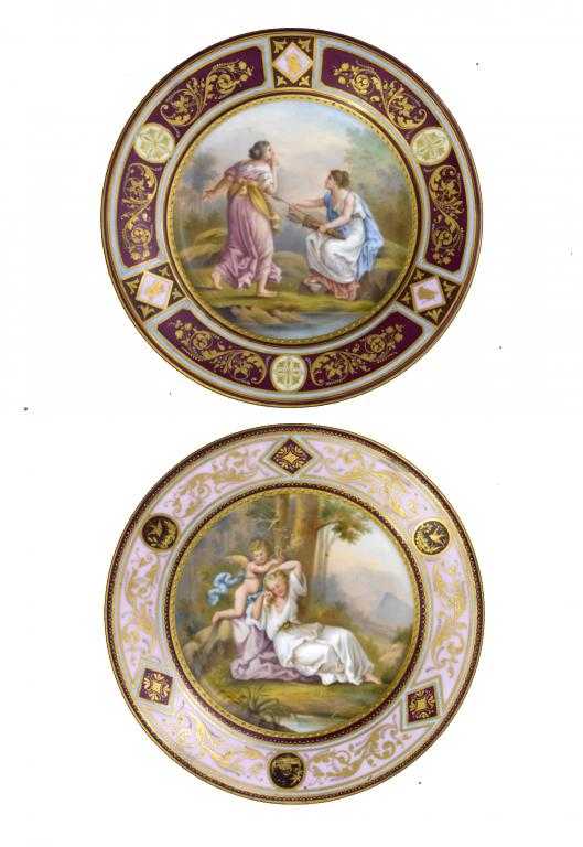 Appraisal: TWO VIENNA STYLE PLATES painted by F Koller both signed