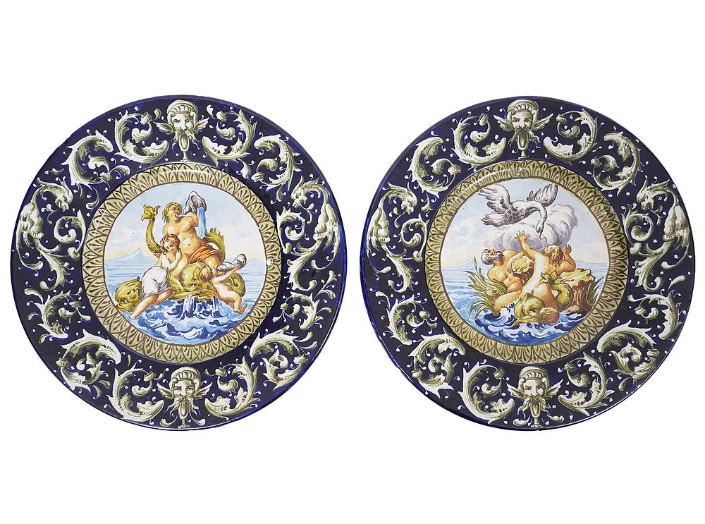 Appraisal: Pr Italian Faience Ceramic Chargers Pair of Italian Faience ceramic