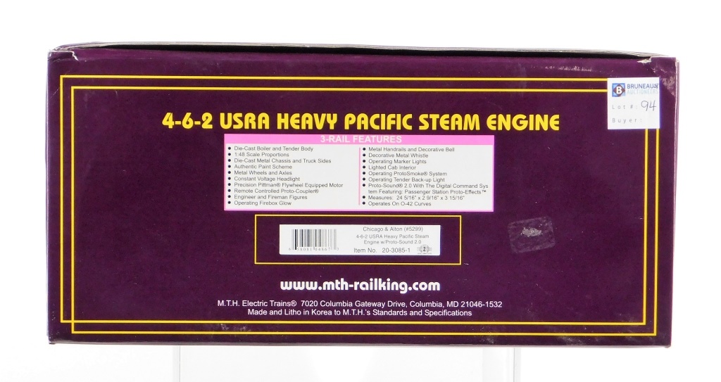 Appraisal: MTH CHICAGO ALTON USRA HEAVY PACIFIC STEAM TRAIN United States