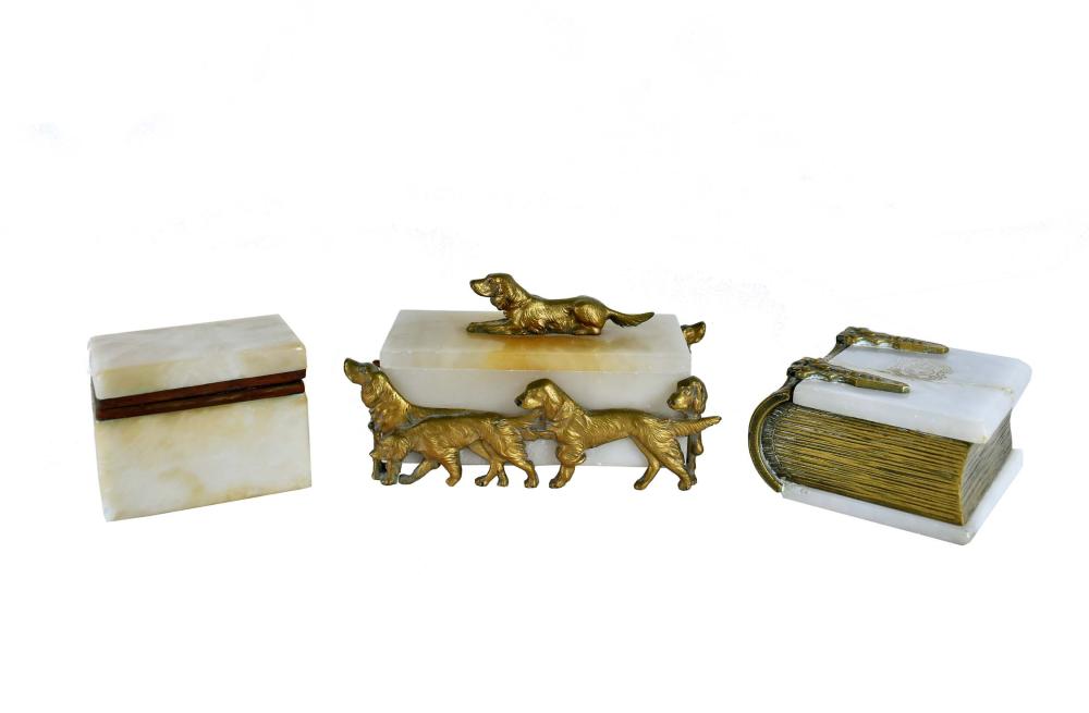 Appraisal: THREE CONTINENTAL ONYX BOXES th Early th Century The first