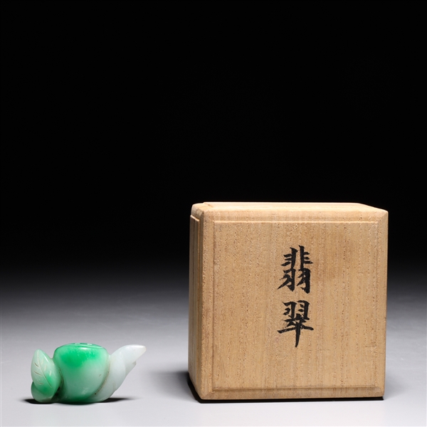 Appraisal: Chinese carved jadeite toggle in the form of a lotus