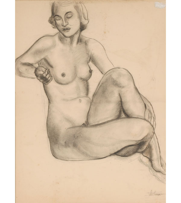 Appraisal: Robert Lohman American - female nude student figure study charcoal