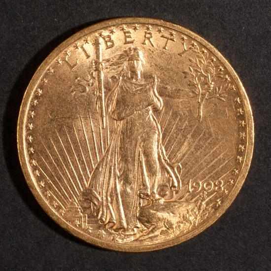 Appraisal: United States St Gaudens type gold double eagle no motto