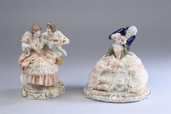 Appraisal: TWO CONTINENTAL PORCELAIN CRINOLINE FIGURAL GROUPS - in the taller