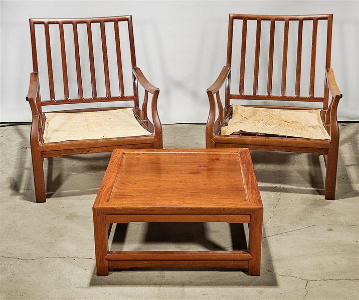 Appraisal: Set of Chinese furniture including two chairs and a low