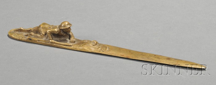 Appraisal: Bronze Letter Opener early th century with modeled handle of