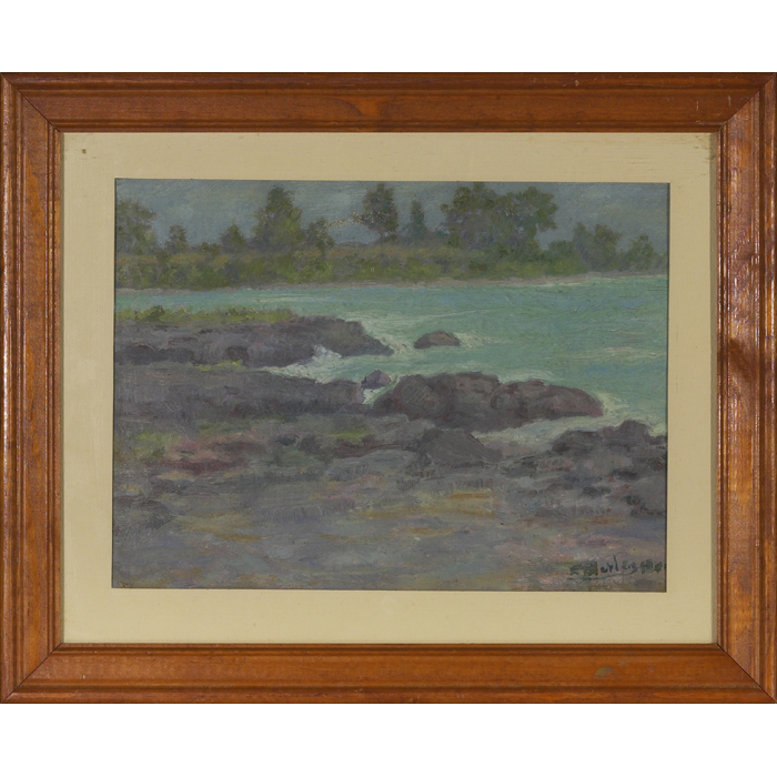 Appraisal: E T Hurley painting c Shore Scene oil on paper