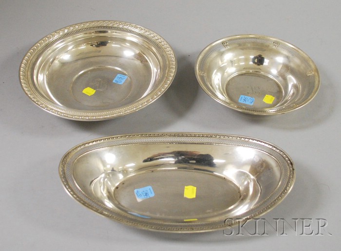 Appraisal: Three Sterling Table Articles a Gorham bread tray a Baldwin