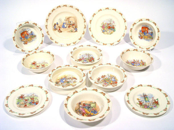 Appraisal: Twelve Royal Doulton Bunnykins items - baby's plates bowls and