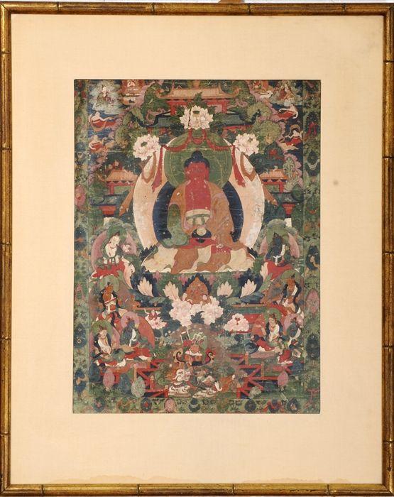 Appraisal: Southeast Asian Thanka with Figure of Buddha x in sight