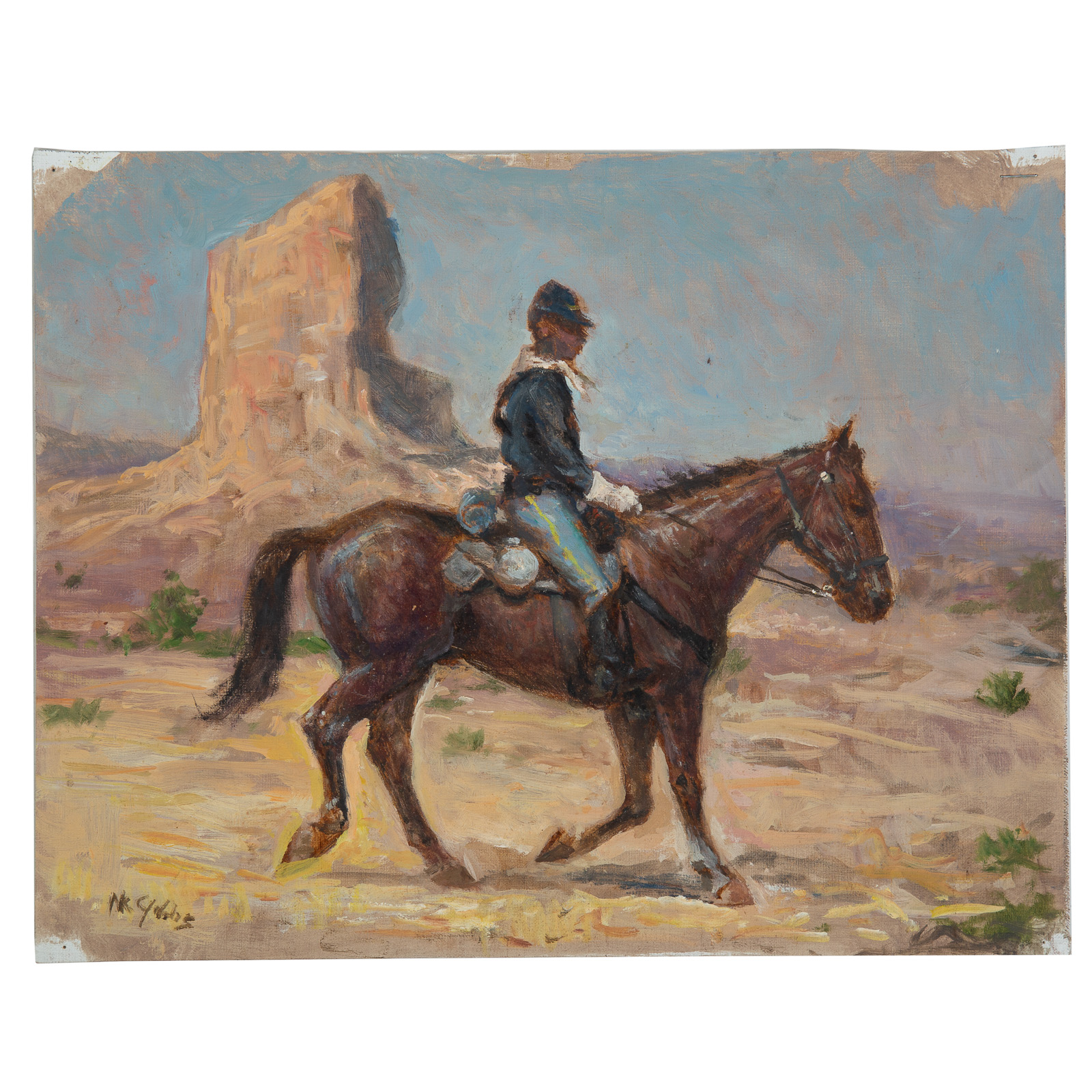 Appraisal: NATHANIEL K GIBBS UNION SOLDIER RIDES OIL American - Oil