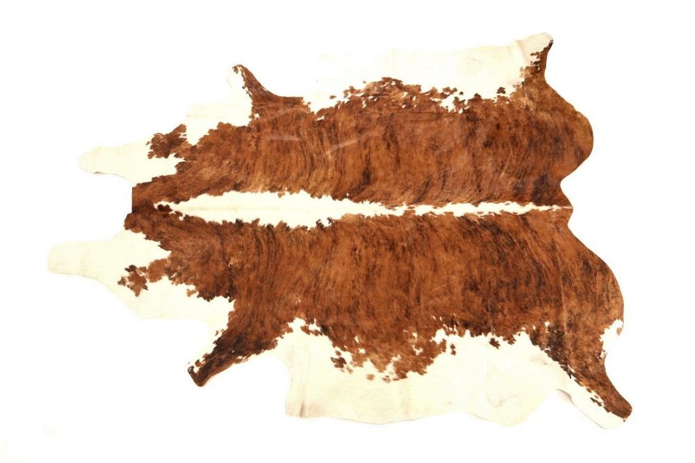 Appraisal: Exotic Tri-Colored Speckled Cowhide Premium Rug This is an excellent