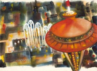 Appraisal: Jack Laycox ''Space Needle'' signed lower right Jack Laycox unframed