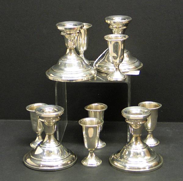 Appraisal: A group of weighted sterling table articles and flatware Comprising