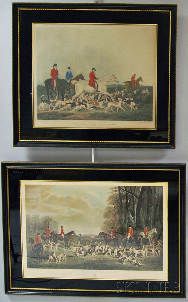 Appraisal: Two Framed Hand-colored Hunting Engravings R Woodman's The Earl of