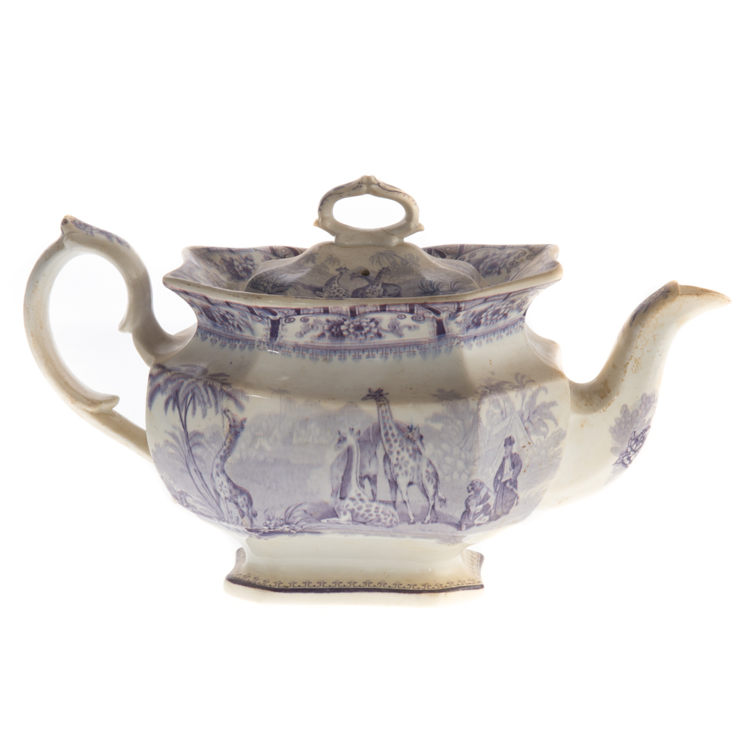 Appraisal: Rare Ridgway transferware Giraffe teapot circa s mulberry transferware teapot