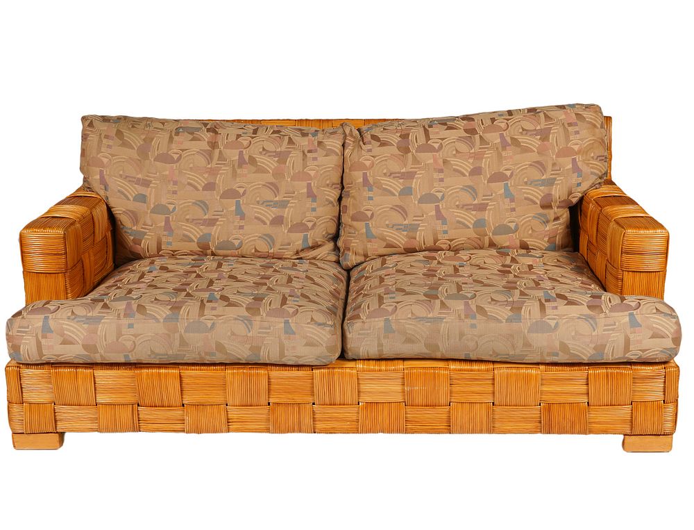 Appraisal: Donghia Woven Rattan 'Block Island' Sofa Angelo Donghia 'Block Island'