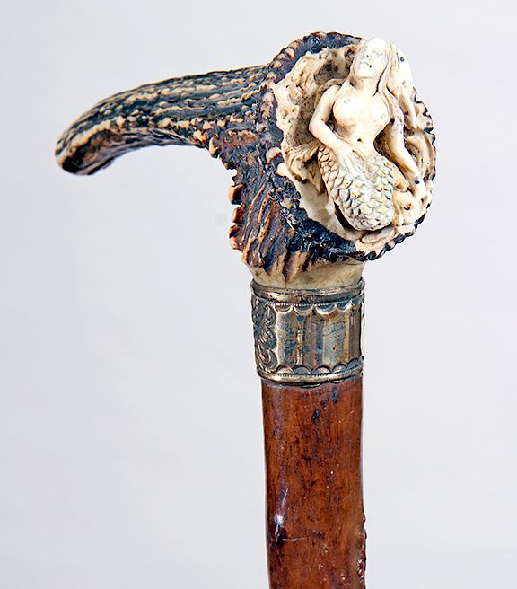 Appraisal: Stag Mermaid Cane Exclusive on Bidsquare Early th Century- A