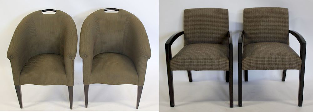 Appraisal: Two Pairs of Vintage Donghia Chairs First Pair is Bucket