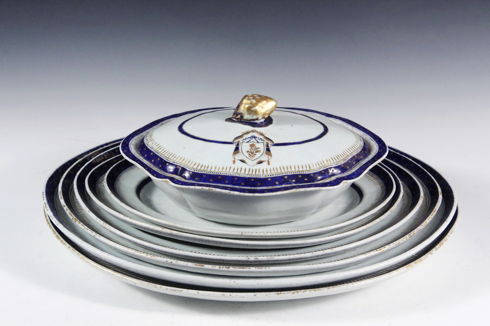 Appraisal: CHINESE EXPORT PLATTERS COVERED VEGETABLE - th c Blue White