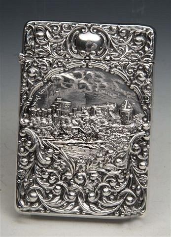 Appraisal: A SILVER CARD CASE decorated with Windsor Castle makers Sydney