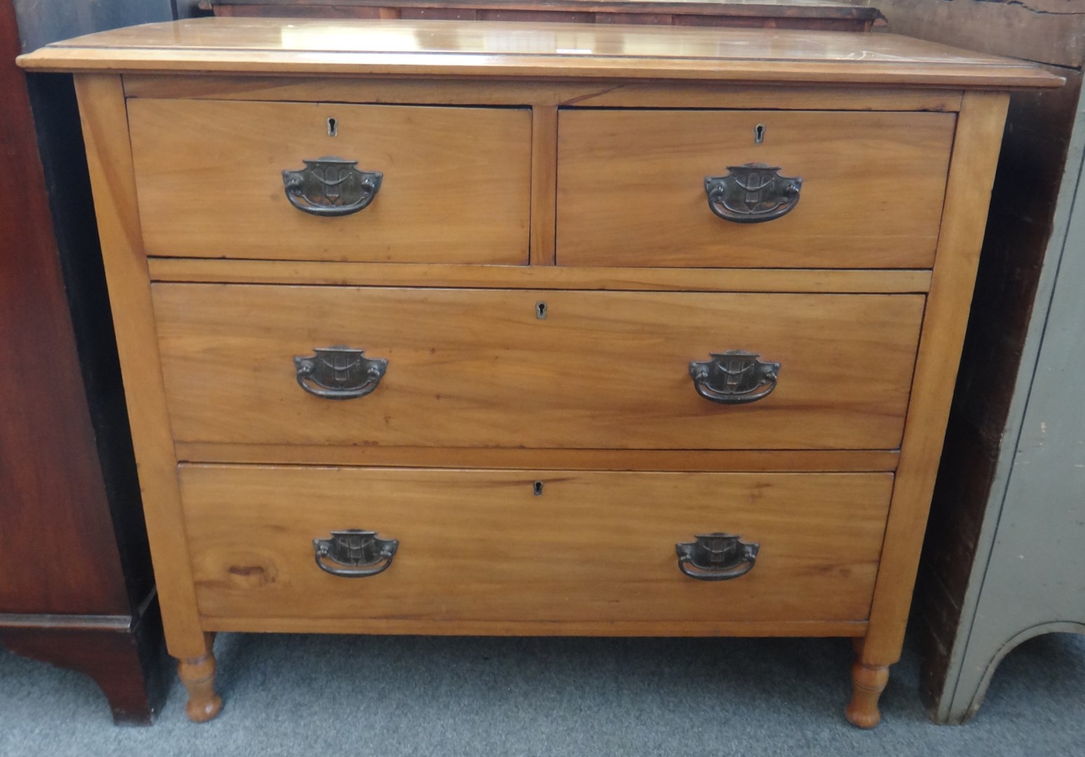 Appraisal: A late th century cherry chest of two short and