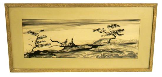 Appraisal: Sanford Low Connecticut - Oriental Mood grisaille watercolor landscape signed